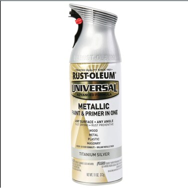 Rustoleum Universal Spray Paint &amp; Primer in One All Surface (325.3 ml, Metallic Titanium Silver)