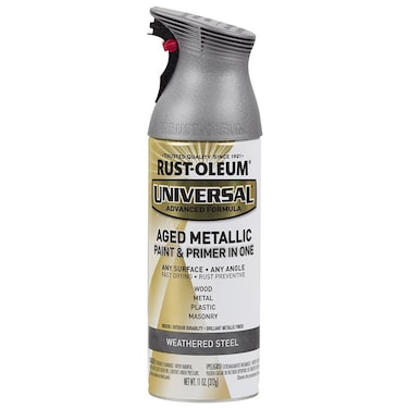Rust-Oleum Universal Advanced Formula Aged Metallic Paint &amp; Primer in One (Weathered Steel, 312 g)