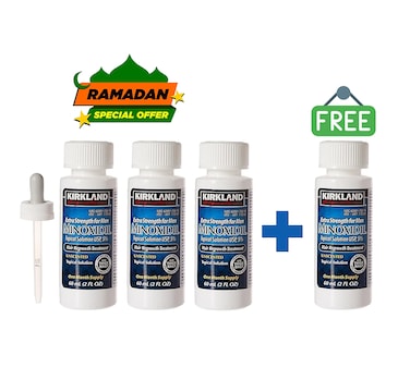 Minoxidil 5% Hair Beard Growth Serum for Men - Extra Strength Buy 3 Get 4