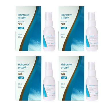 Dar-Al-Dawa Hairgrow 5% Minoxidil Trusted Hair Loss Solution for Regrowth 50 ML (Pack of 4)