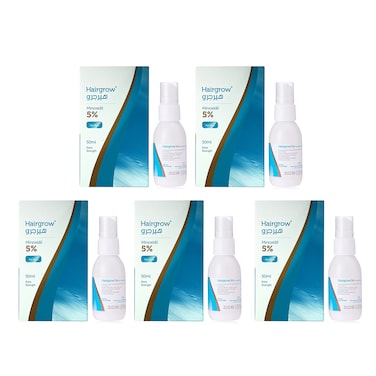 Dar-Al-Dawa Hairgrow 5% Topical Minoxidil 50 ML  Stop Hair Loss, Regrow Hair (Pack of 5)