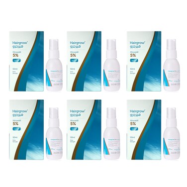 Dar-Al-Dawa Hairgrow 5% Minoxidil 50 ML Fight Hair Loss and Boost Regrowth (Pack of 6)