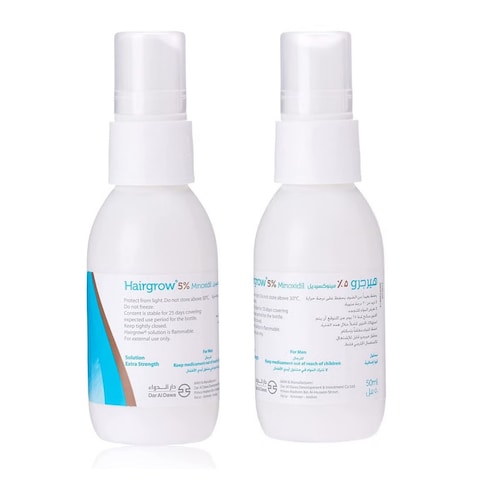 Dar-Al-Dawa Hairgrow 5% Minoxidil Trusted Hair Loss Solution for Regrowth 50 ML (Pack of 4)