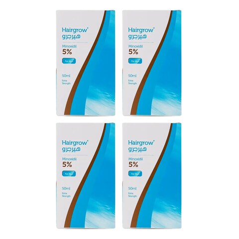 Dar-Al-Dawa Hairgrow 5% Minoxidil Trusted Hair Loss Solution for Regrowth 50 ML (Pack of 4)