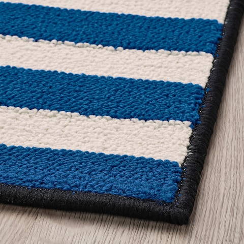 Rug Low Pile Blue Black/Stripe 60X90Cm