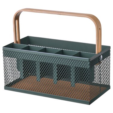 Cutlery Holder Bamboo/Grey-Turquoise