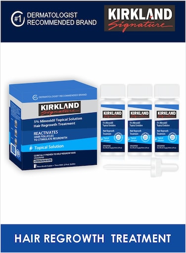 Pack Of 3 Mens Kirkland Extra Strength 5% Minoxidil Reactivates Topical Solution Regrowth Treatment Oil 60ml