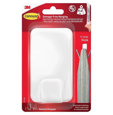 3M Command XL Utility Hook (Up to 6.8 kg, White)