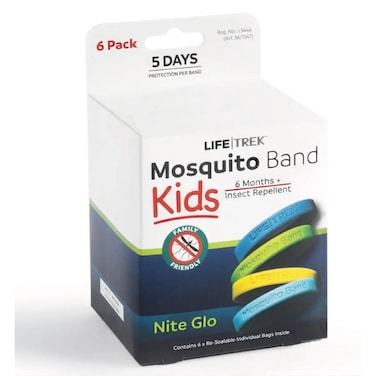 Lifetrek Silicone Kids Mosquito Band Nite Glo (Pack of 6)