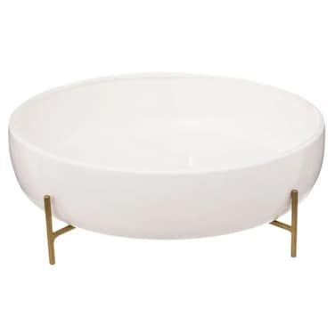 SG Earthenware Salad Bowl W/Stand (29.5 x 10 cm, White)