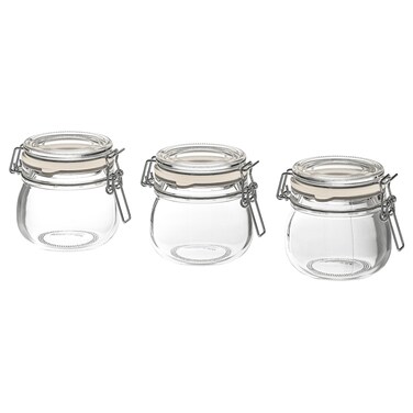 Jar With Lid, Clear Glass 3 Pack, 13 Cl