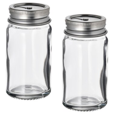 Salt And Pepper Shakers, Clear Glass/Stainless Steel 2 Pack, 8Cm