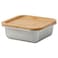 Food Container With Lid, Square Stainless Steel/Bamboo, 600 Ml