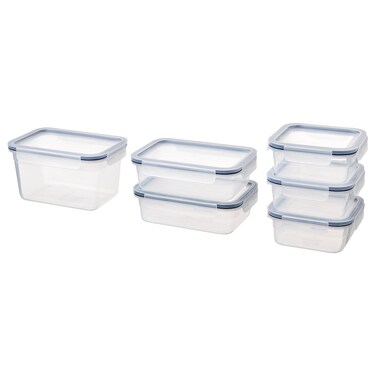 Food Container With Lid, Set Of 6, Plastic
