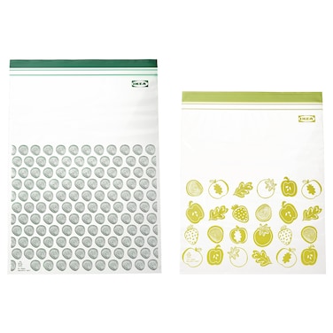 Resealable Bag 30 Pack, Patterned/Green, 6/4.5 L