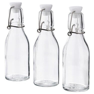 Bottle With Stopper 3 Pack, Clear Glass, 15 Cl