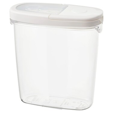 Dry Food Jar With Lid, Transparent/White, 1.3 L