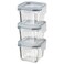 Food Container With Lid, Square/Glass 3 Pack, 180 Ml