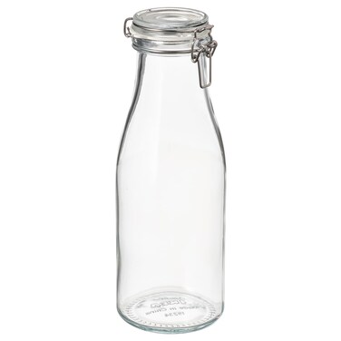 Bottle Shaped Jar With Lid, Clear Glass, 1.4 L