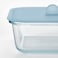 Food Container With Lid, Square Glass/Silicone, 600 Ml