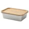 Food Container With Lid, Rectangular Stainless Steel/Bamboo, 1.0 L