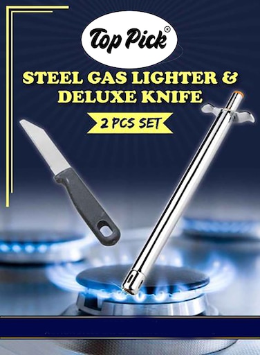 Gas Lighter And Knife Combo Set (Set Of 2)