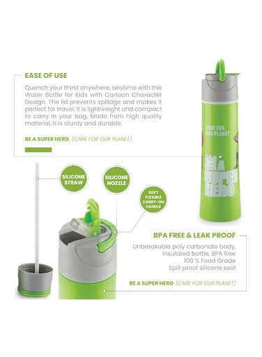 Plastic Water Bottle Pu Insulated And Keeps Water Hot Or Cold Green 500Ml