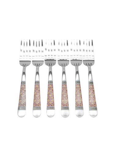 Steel Dessert Fork Set Red Decor Set Of 6