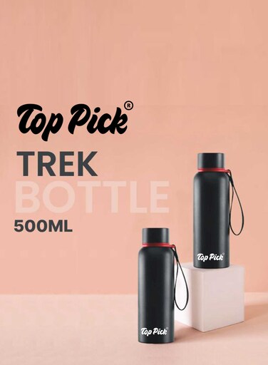 Vaccum Trek Bottle Black 500Ml Double Combo