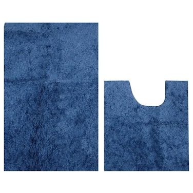 Polyester Bathroom Mat Set (2 Pc., Denim Blue)