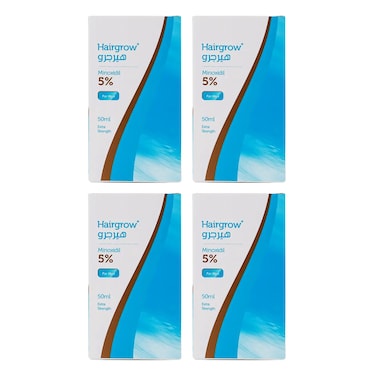 Dar-Al-Dawa Hairgrow 5% Minoxidil Trusted Hair Loss Solution for Regrowth 50 ML (Pack of 4)