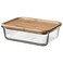 Food Container With Lid, Rectangular Glass/Bamboo, 1.0 L
