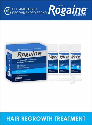 Pack Of 3 Mens Rogaine Extra Strength 5% Minoxidil Reactivates Topical Solution Regrowth Treatment Oil 60ml