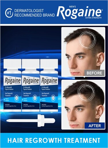Pack Of 3 Mens Rogaine Extra Strength 5% Minoxidil Topical Solution Hair Regrowth Treatment Oil 60ml