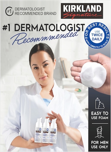 Pack Of 3 Mens Kirkland Reactivates 5% Minoxidil Hair Regrowth Treatment Easy To Use Foam 60g