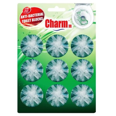 Charmm Antibacterial Toilet Block Set (Green, 9 Pc.)