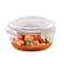 Borosil Klip-N-Store Round Glass Storage Container With Air Tight Lid Food Storage Container Microwave Safe Container 400 Ml