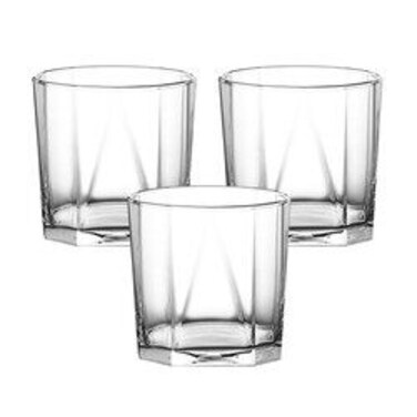 Ocean Pyramid Rock 3 Pcs Set 330 Ml B0231103 Double Rock Glass Lowball Glass Water Glass Whiskey Glass 330 ml