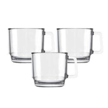 Ocean Stack Noir 3 Pcs Set 485 Ml P0034103 Espresso Cup Tea &amp; Coffee Cup Cappuccino Cup Latte Glass 485 ml