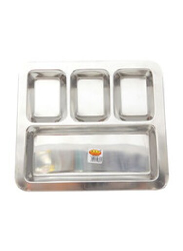 Raj 32.5Cm Stainless Steel Square Compartment South Indian Tray Sit004 Silver 32.5 cm