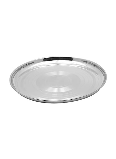 Raj 45Cm Steel Silver Touch Thala Round Dinner Plate Stt020 Silver 45 cm