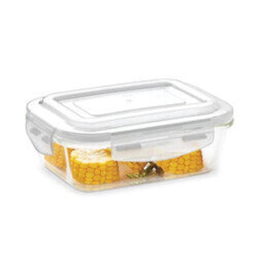 Borosil Klip-N-Store Rectangular Glass Storage Container With Air Tight Lid Food Storage Container Microwave Safe Container 2.0 Ltr