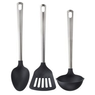 3-Piece Kitchen Utensil Set Black/Stainless Steel