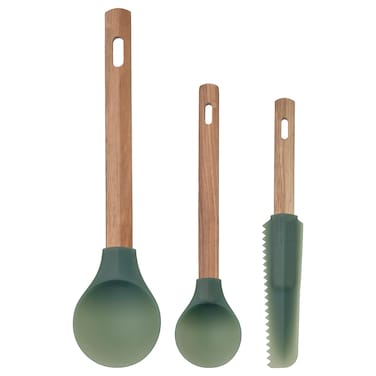 Spatula Set Of 3 Wood/Dark Grey-Green