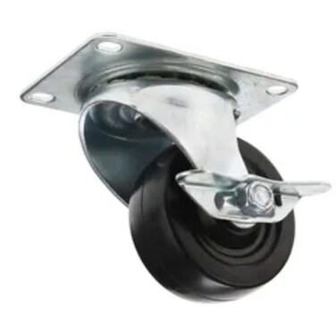 Swivel Soft Rubber Industrial Use Caster Plate W/Brake (7.62 cm)