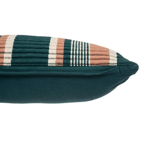 Atmosphera Striped Cotton &amp; Polyester Fluted Cushion (50 x 8 x 30 cm, Multicolor)