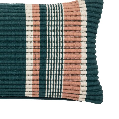 Atmosphera Striped Cotton &amp; Polyester Fluted Cushion (50 x 8 x 30 cm, Multicolor)