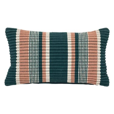 Atmosphera Striped Cotton &amp; Polyester Fluted Cushion (50 x 8 x 30 cm, Multicolor)