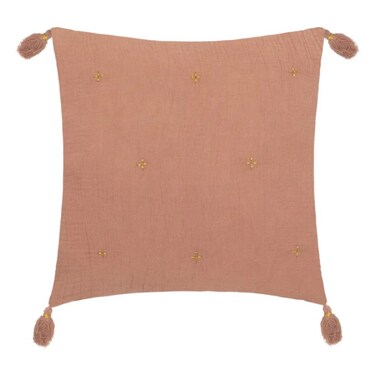 Atmosphera Cotton &amp; Polyester Tassel Cushion (40 x 10 x 40 cm, Antique Pink)