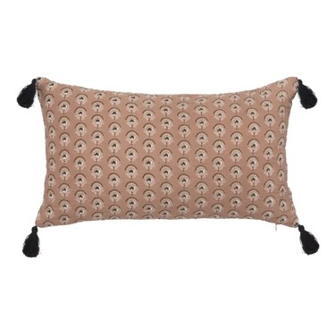 Atmosphera Patterned Polyester Tassel Cushion (50 x 10 x 30 cm, Antique Pink)